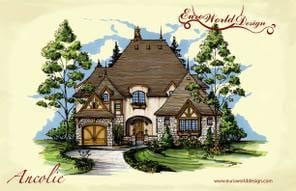 Ancolie I — Courtyard Cottages collection European house plan, 3,332 sq ft, 3 bedrooms, 4 baths