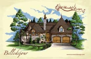 Belledejour I — Courtyard Cottages collection European house plan, 2,954 sq ft, 3 bedrooms, 4 baths