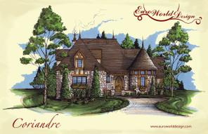 Coriandre I — Courtyard Cottages collection European house plan, 3,032 sq ft, 4 bedrooms, 4 baths