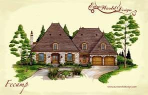 Fecamp I — Manor collection European house plan, 4,262 sq ft, 4 bedrooms, 4 baths