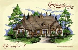 Grenadier VIII — Courtyard Cottages collection European house plan, 4,680 sq ft, 4 bedrooms, 5 baths