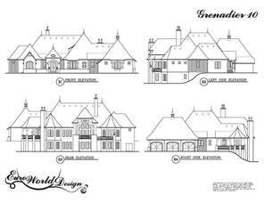 Grenadier X — Courtyard Cottages collection European house plan, 6,474 sq ft, 5 bedrooms, 6 baths