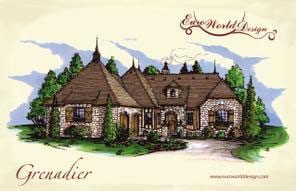 Grenadier I — Courtyard Cottages collection European house plan, 2,902 sq ft, 4 bedrooms, 3 baths
