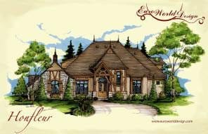 Honfleur I — Manor collection European house plan, 3,397 sq ft, 4 bedrooms, 3 baths