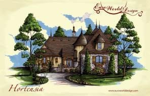 Hortensia I — Courtyard Cottages collection European house plan, 2,866 sq ft, 4 bedrooms, 3 baths