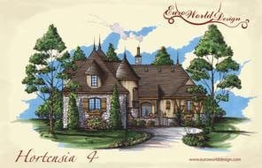 Hortensia IV — Courtyard Cottages collection European house plan, 3,231 sq ft, 4 bedrooms, 3 baths