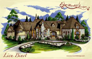 Lieu Binet I — Manor collection European house plan, 3,483 sq ft, 3 bedrooms, 4 baths