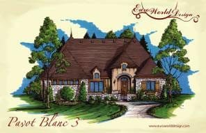 Pavot Blanc III — Courtyard Cottages collection European house plan, 2,925 sq ft, 3 bedrooms, 3 baths